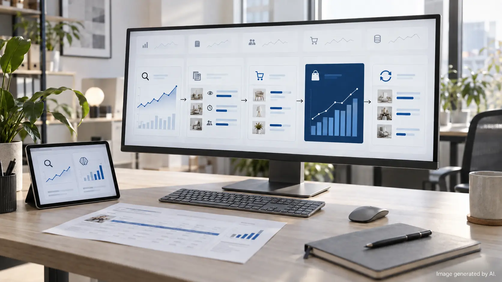 Dashboard mierzący wpływ content marketingu na ruch, zaangażowanie i sprzedaż w e-commerce